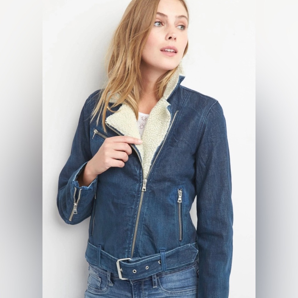 Gap Denim Sherpa Moto Jacket